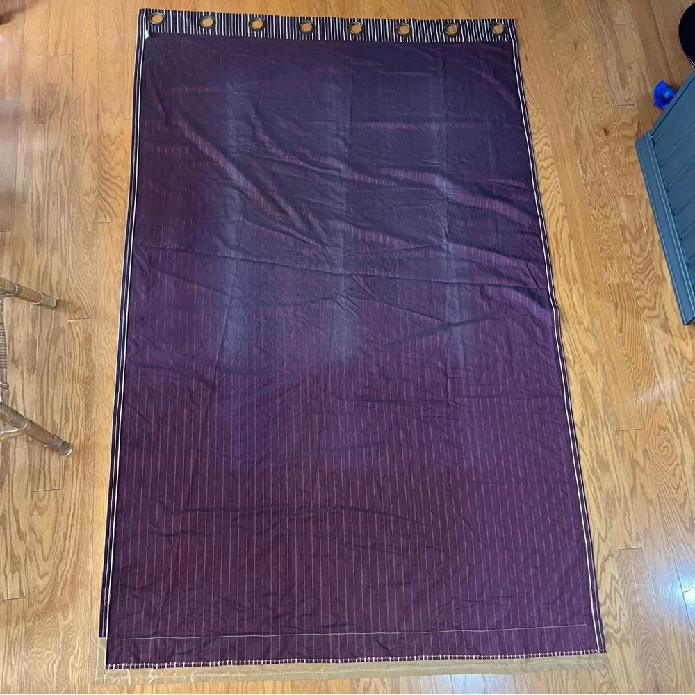 Maroon Burgandy Gold Striped Curtain Panel with Grommets 3‎ panels